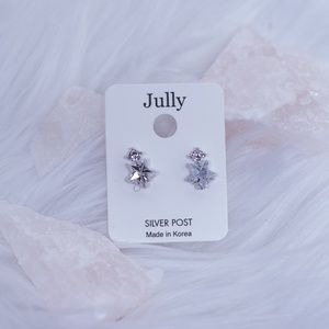 Star Sparkling Cubic Stud Earrings Silver